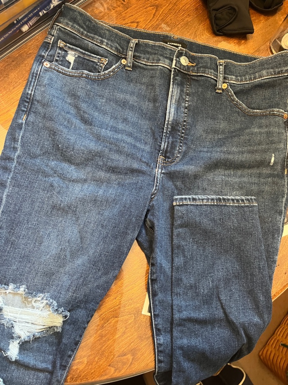 EXPRESS Dark Blue Distressed Women’s Jeans